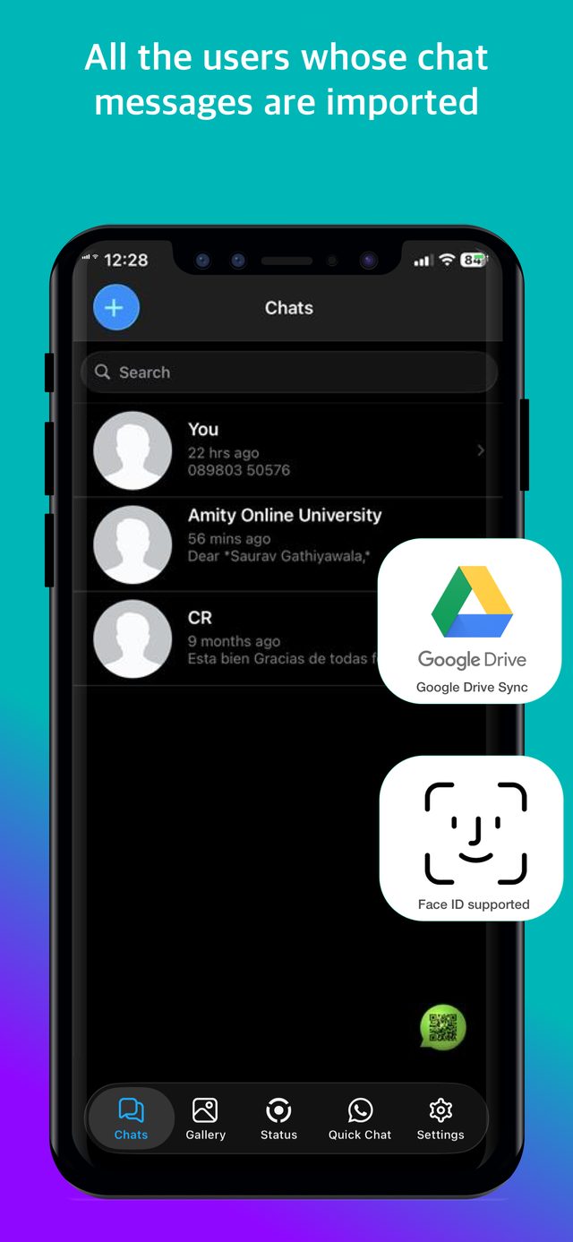 Backup Messages of WA chat list showing every WhatsApp contact whose conversation was imported into the backup